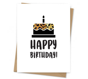 Foil Leopard Print Birthday Cake Card