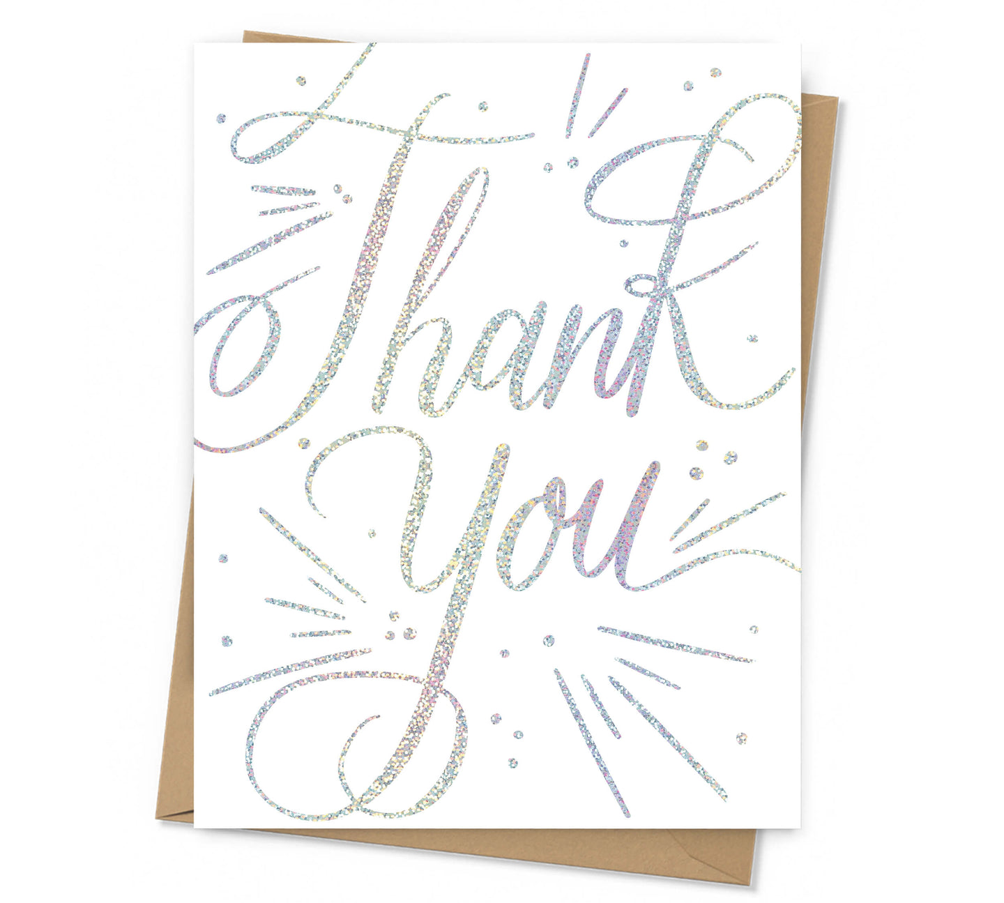 Holographic Glitter Thank You Card